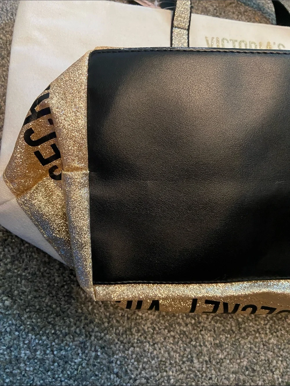 NWT VS Tote with Gold Glitter Trim. Has been in storage for years!🤯